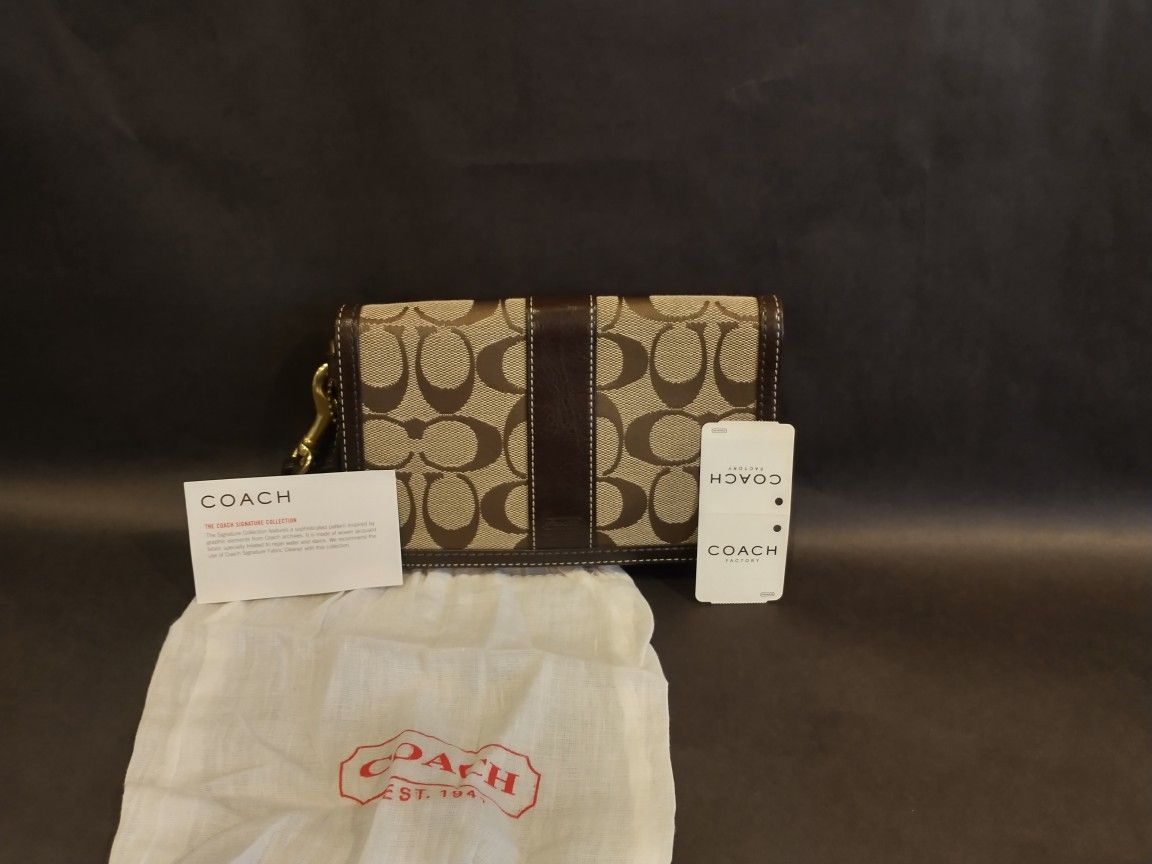 Coach Signature Canvas Wristlet