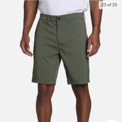 Jachs Men's Casual Performance Flat Front Shorts Olive Color 