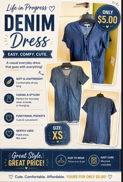 Women’s Blue Denim Dress – Size XS – Used Once – Only $5
