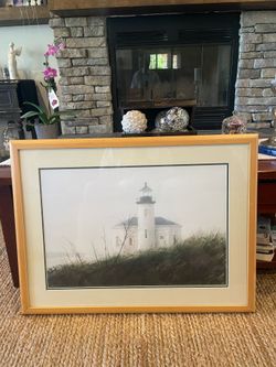Thomas William Jones “Fog at Bandon” Framed Lighthouse Print – Custom Framed