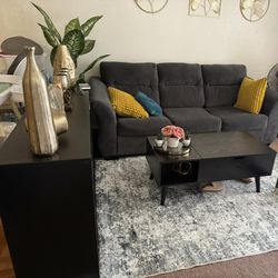 Couch, Shelving Unit & Coffee Table(decors Not Included)