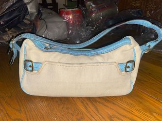 Vintage Tommy Hilfiger Y2K Canvas Shoulder Bag - Beige & Sky Blue