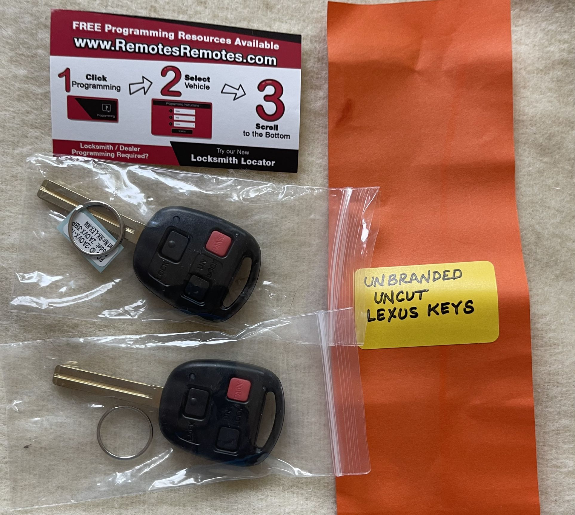 2 Lexus Uncut Keys & FOB for RX300 NEW