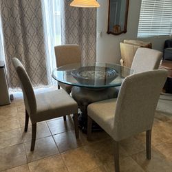 Round Glass Dining Table with 4 Chairs 