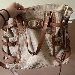 Michael Kors Cross Body Bag Brown Beige MK Monogram Bag