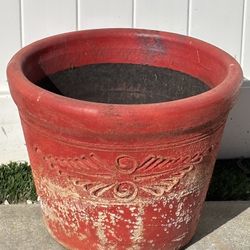 large 12" red rustic terracotta clay plant planter pot