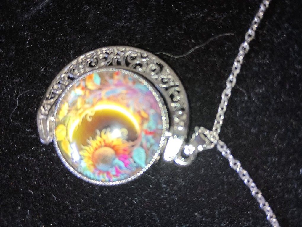 The Moon And The Galaxy Pendant And Necklace.