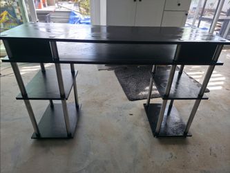 Black Computer & Study Desk w/ 5 Storage Shelves