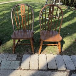 Vintage Wooden Oak Ornate Country Chairs, seat 18 hi, 18 Wide, back at 49 hi, solid and sturdy,  $15