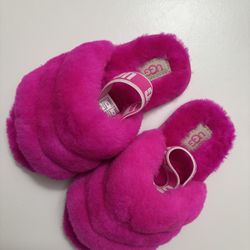 Ugg Fluff Yeah Slide Slipper Sandal Fuzzy Hot Pink Neon