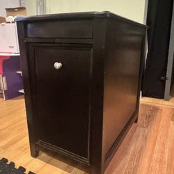 Side tables (Two) Dark wood with storage