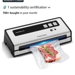 Vacuum Sealer Machine with Automatic Bac Detection. Double Heat Seal, Compact Food Sealer, Easy to Use, Starter Kit