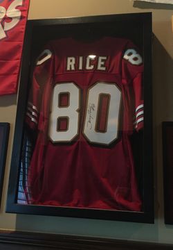 Autographed Jerry Rice Jersey and Case