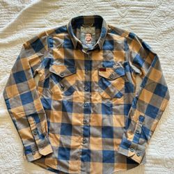 NWOT Dixxon Andar B Strong 2.0 Blue & Tan Plaid Flannel Shirt Women’s Medium