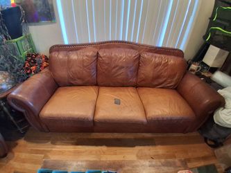 Leather couch and oversized chair set
