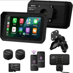 ☆ MOX61 Motorcycle Carplay HD Touchscreen 6.1", Wireless Apple CarPlay & Android Auto, IP67 Waterproof GPS with TPMS, Dual Bluetooth, Magnetic Mount, 