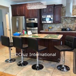 New 4 Brown Bar Stools 