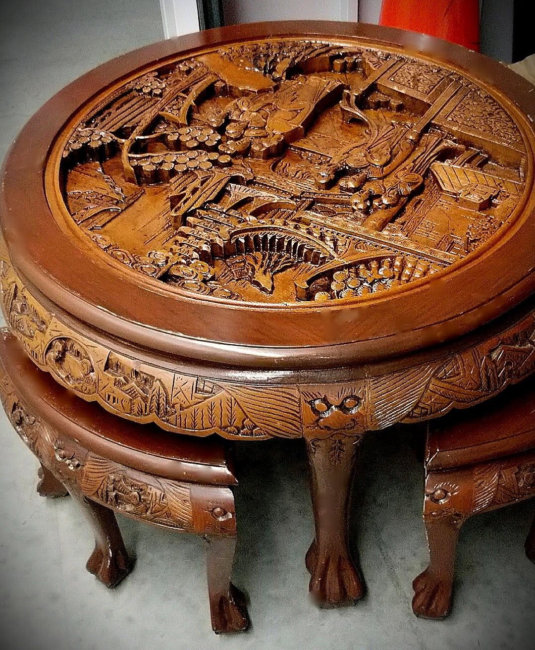 Handcarved wooden chinese tea table