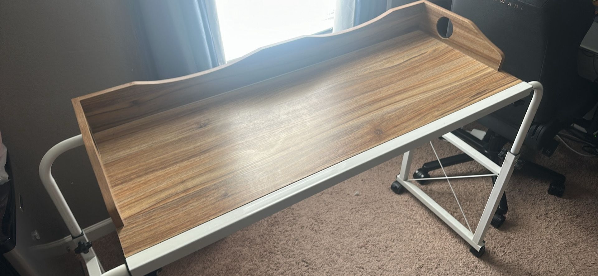 Adjustable Overbed Table with Wheels – Fits Up to Queen Bed