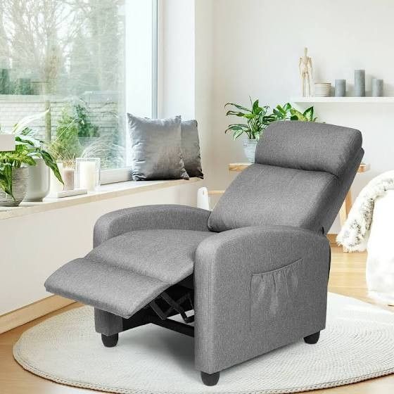 NEW!! OPEN BOX Massage Recliner Chair with Footrest Gray Fabric