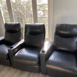 Reclining Black Leather Couches
