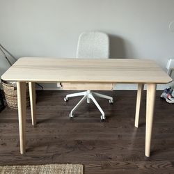 Ikea Wood Desk And Desk Chair 