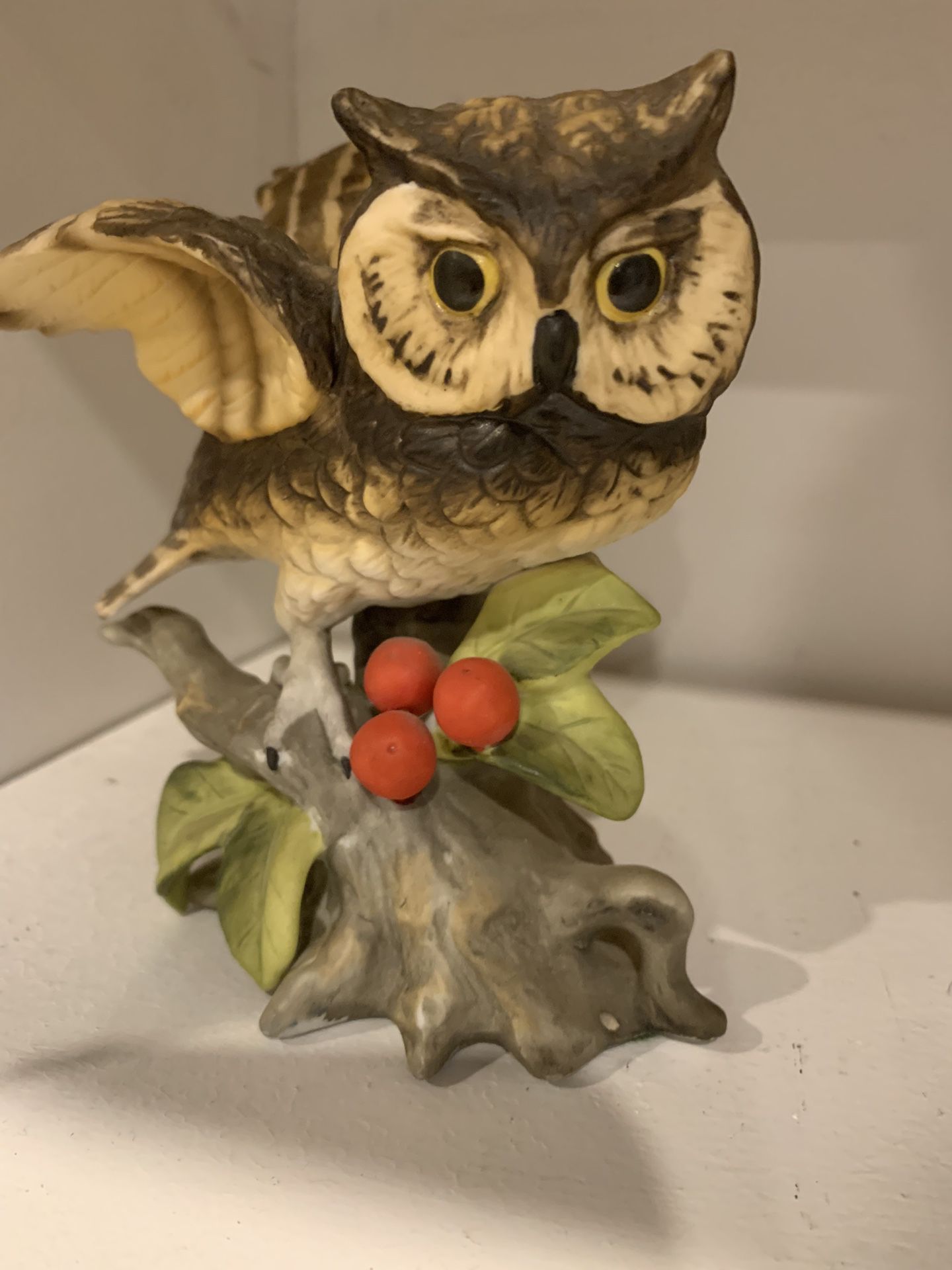Josef Originals Owl Figurine On Branch