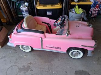L@@K! VINTAGE 1955 PINK CADILLAC 6V. REMOTE CONTROL TOY RIDE ON CAR. HAS BATTERY,  REMOTE CONTROLLER,  BUT NEEDS CHARGER...asking $120.00. ** FIRM ON 