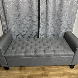 New storage ottoman bench with arms  in dark grey and velvet black color 