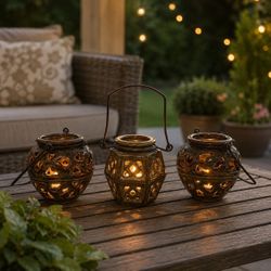 Pottery Tea Light Candle Holders 3 pc Set