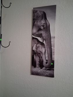 Mama Elephant & Calf Picture On Canvas