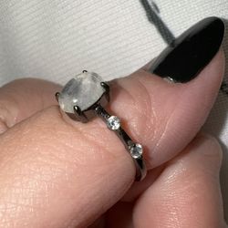Moonstone Black Rhodium Ring