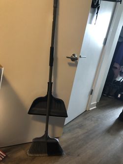 Broom Dustpan Set Blue Gray