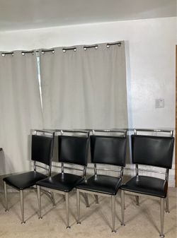 Elegant Black & Chrome Dining Chairs (4)