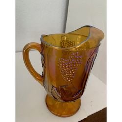 1970s Indiana Glass Iridescent Gold Color Harvest Pitcher