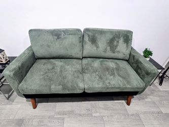 68" Modern Green Corduroy Loveseat / Sofa – Like New (1 Month Old)