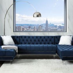 Brand New Navy Blue Velvet Sectional