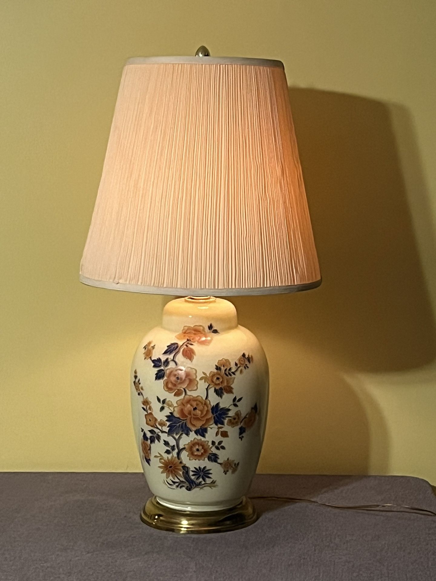 Vintage Alsy D Hague Floral Imari-like Chinoiserie Porcelain Table Lamp 33”H