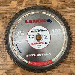 Lenox Circular Saw Blade,Steel Cutting, 71/4”, 40 T