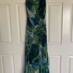 Beautiful Long Designer 100% Silk Dress Size 10
