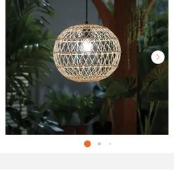 Hampton Bay
Ashville 1-Light Brown Rattan LED Outdoor Solar Pendant Light with Remote Solar Panel