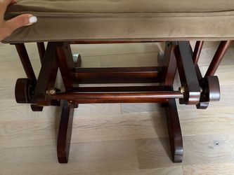 Wood Glider Ottoman with Tan Cushion
