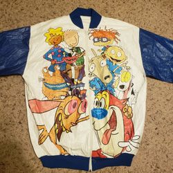 Nickelodeon Jacket 1995 Vintage Rare Rugrats, Ren And Stimpy, Doug