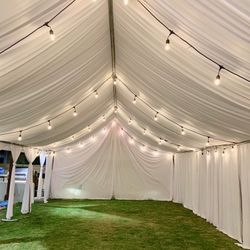 Draping———tent——tables——-chairs———backdrops———-balloongarland———-