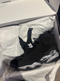 Air Jordan 8 Black Silver chrome sneakers size 8