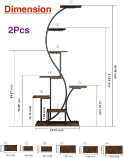 🥨2Pcs Plant Stand Indoor with Grow Lights, 65"Tall Plant Shelf, Lighted Corner Plant Stands for Indoor Growing, 8 Tiered Large S-Shaped Decorative Ra