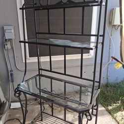 Black Kitchen Wine Rack 4 Tier Iron Glass