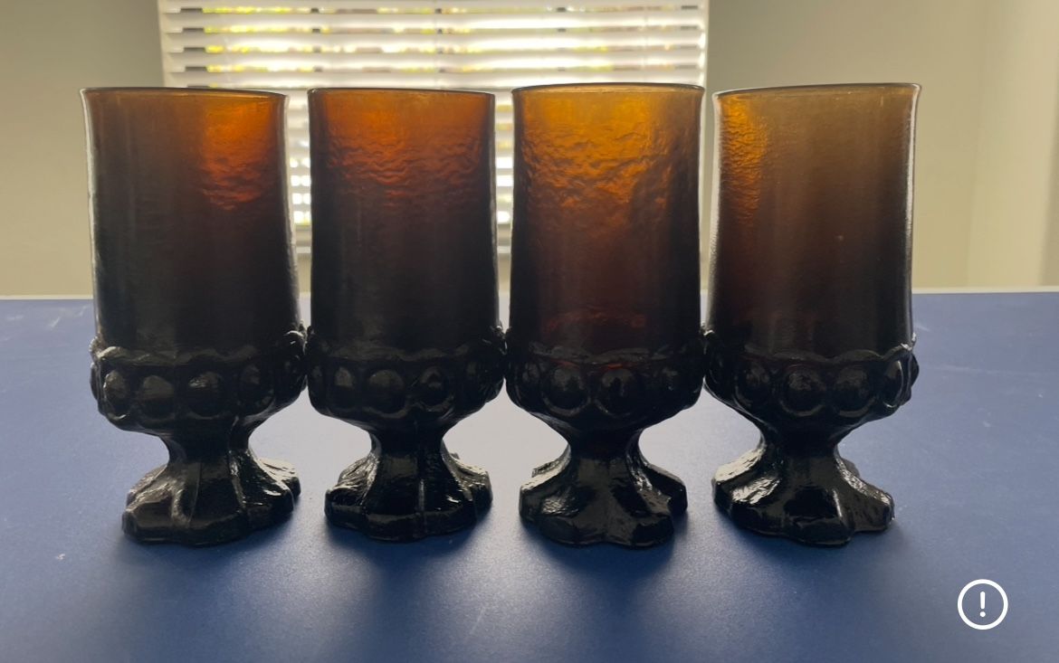 🍷 Tiffin Franciscan Madeira Glass Smoke Brown Water Goblet Footed Stem 6.5" Vintage