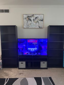 Tv stand with two picture shelves