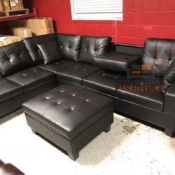 leather Sectional Sofa with storage ottoman. 